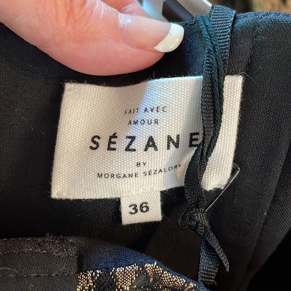 NWT Sezane Robe Simone Noir Dore Black Gold Leather Small Luxury Maximalist - Picture 15 of 16